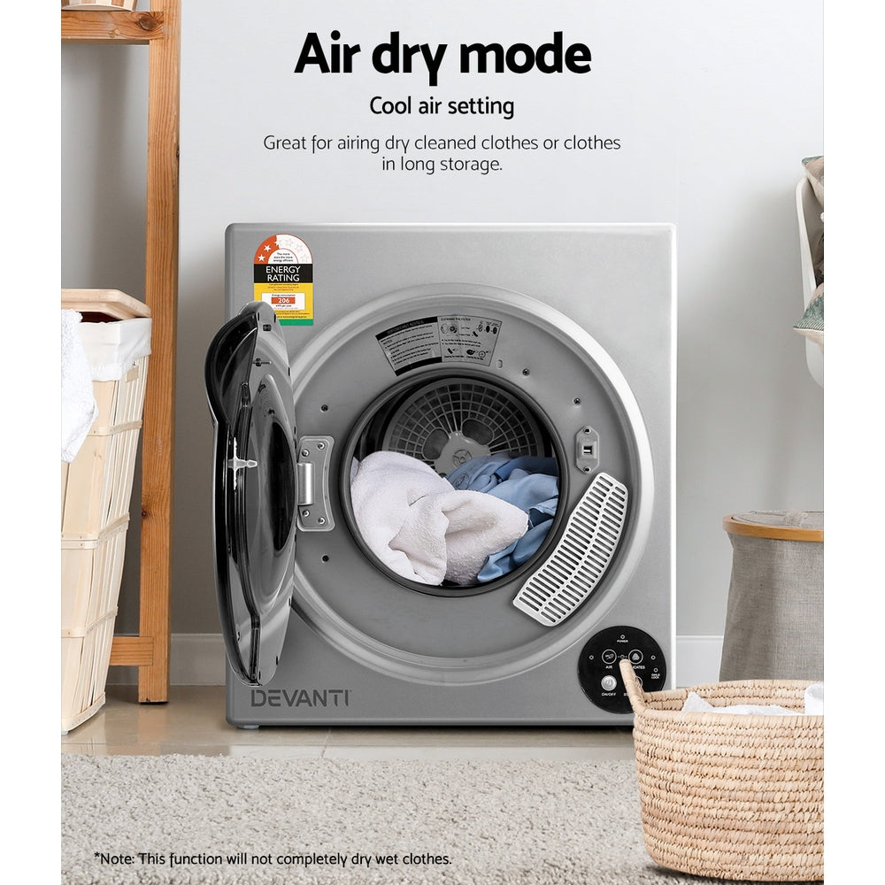 Devanti Tumble Dryer 5kg Fully Auto Silver-4