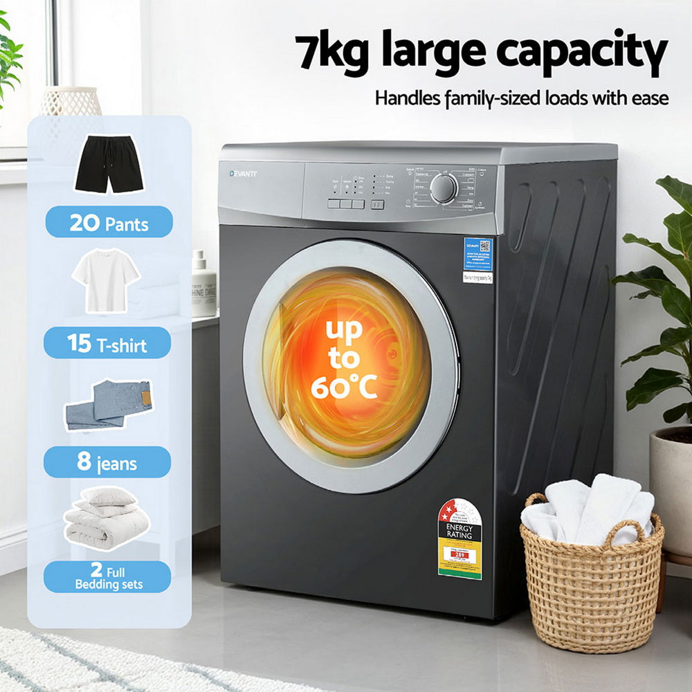 Devanti 7kg Tumble Dryer Vented 15 Auto Programs - Grey-4