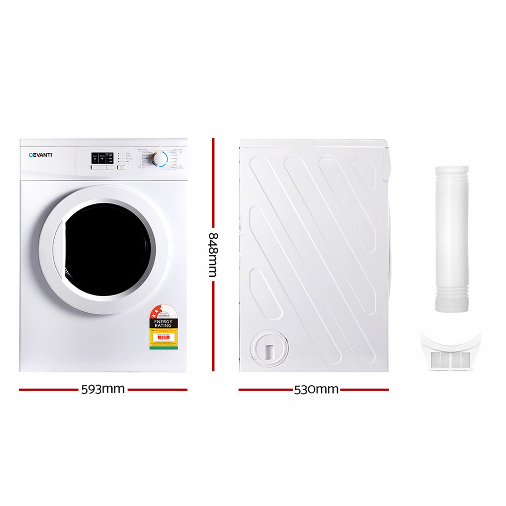 Devanti 7kg Vented Tumble Dryer - White-1