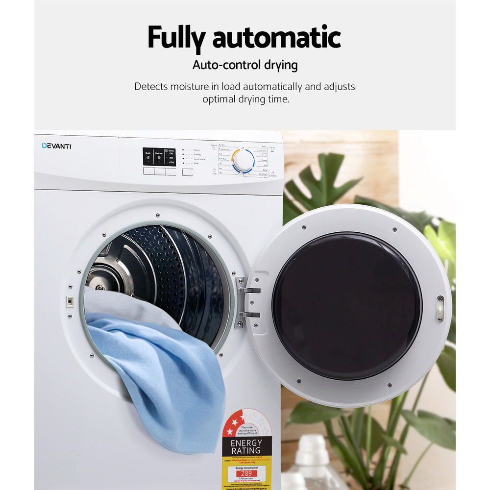 Devanti 7kg Vented Tumble Dryer - White-2