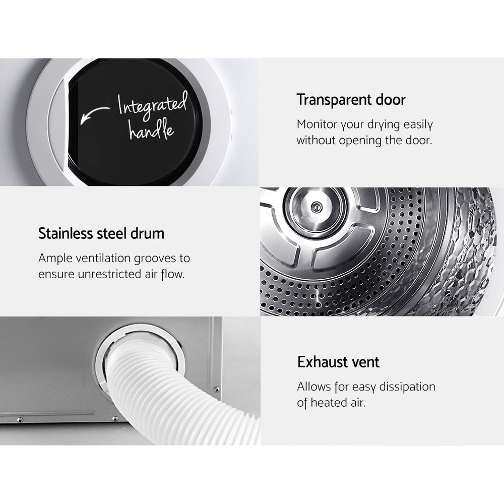 Devanti 7kg Vented Tumble Dryer - White-5