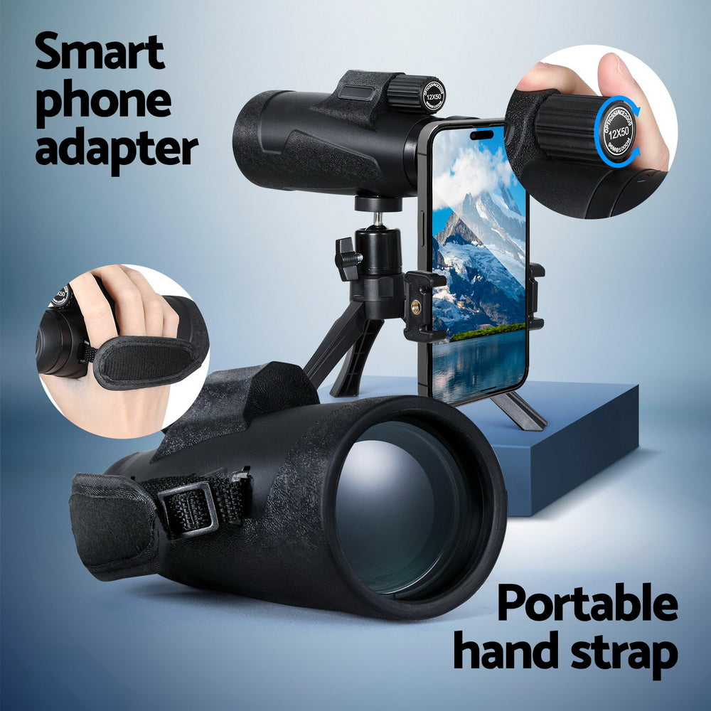 12X 50mm HD Zoom Optical Monocular Telescope Portable Camping Live Concert-4