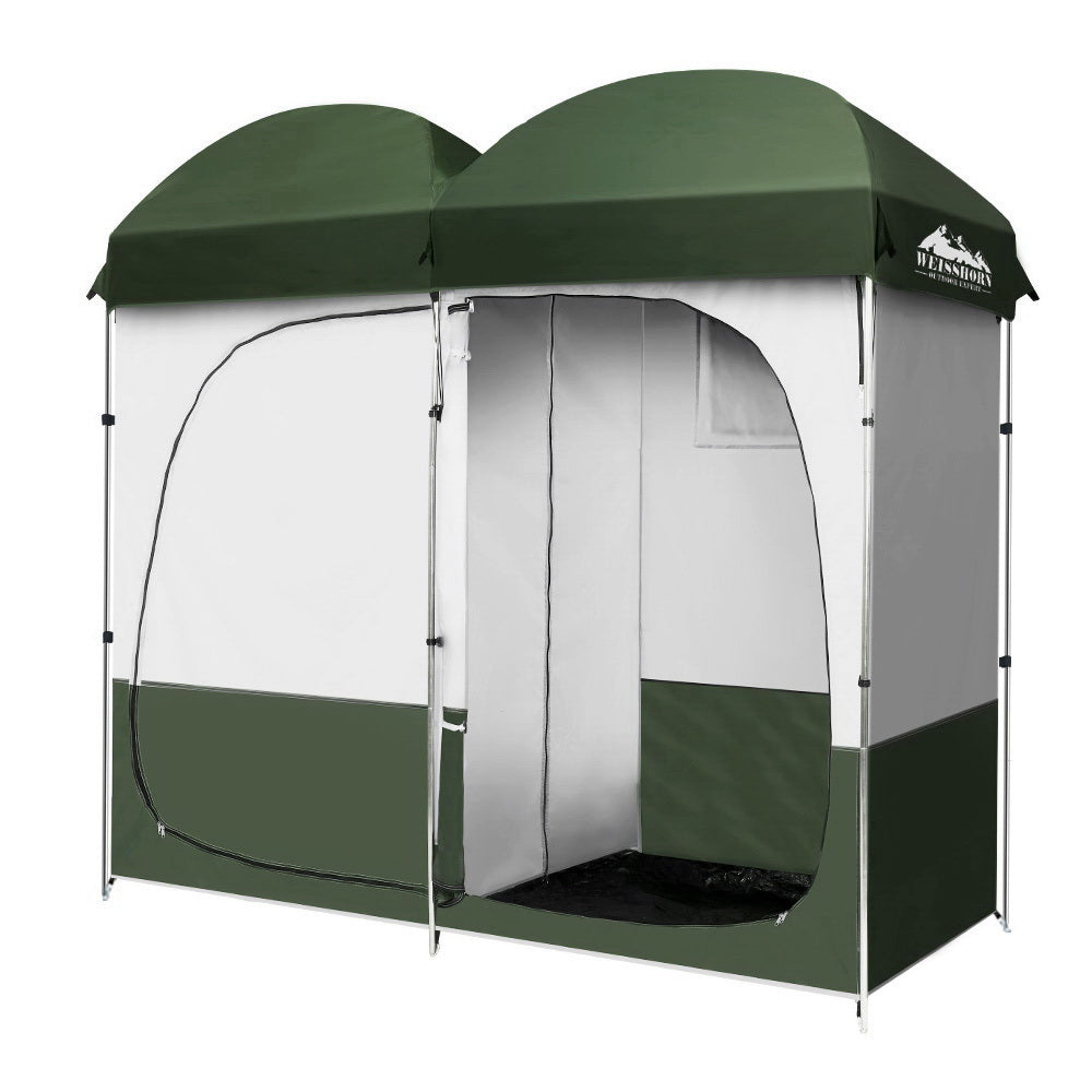 Weisshorn Double Camping Shower Toilet Tent Outdoor Portable Change Room-0