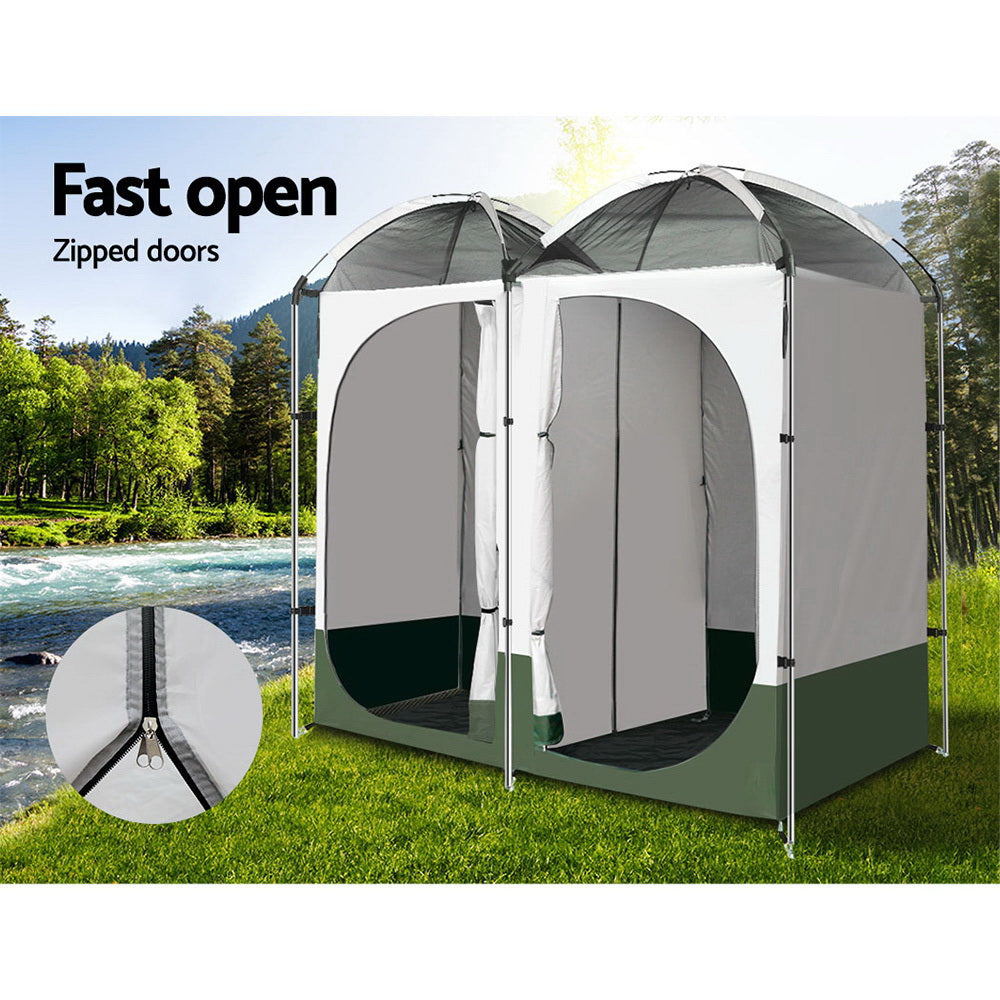 Weisshorn Double Camping Shower Toilet Tent Outdoor Portable Change Room-4