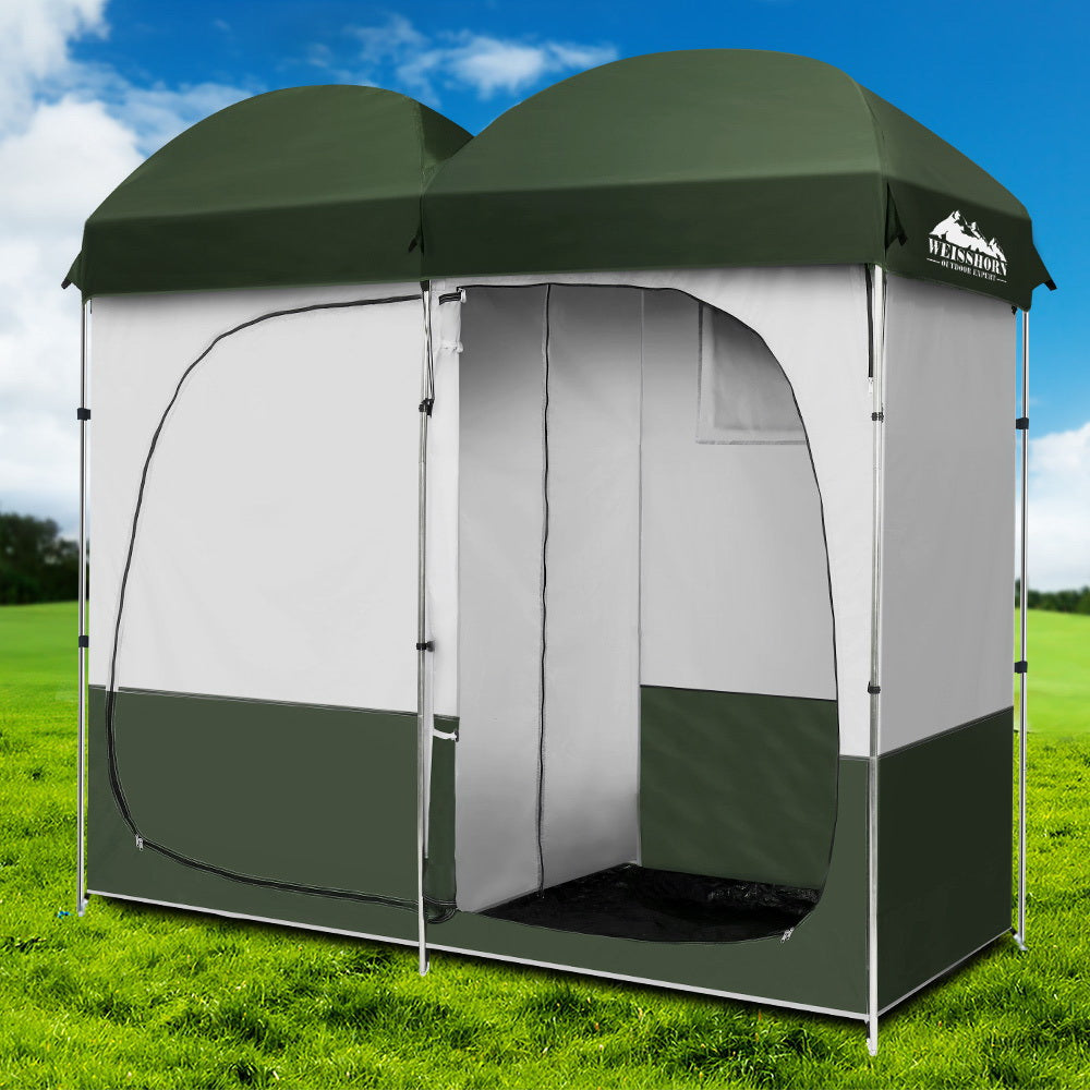 Weisshorn Double Camping Shower Toilet Tent Outdoor Portable Change Room-6