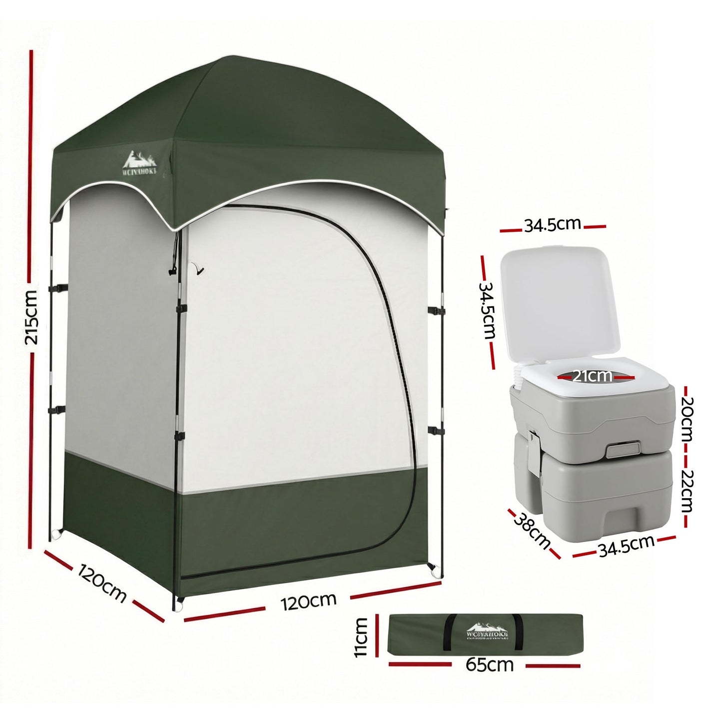 Weisshorn 20L Portable Camping Toilet Shower Tent Changing Room Outdoor Loo Set