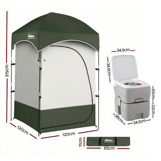 Weisshorn 20L Portable Camping Toilet Shower Tent Changing Room Outdoor Loo Set