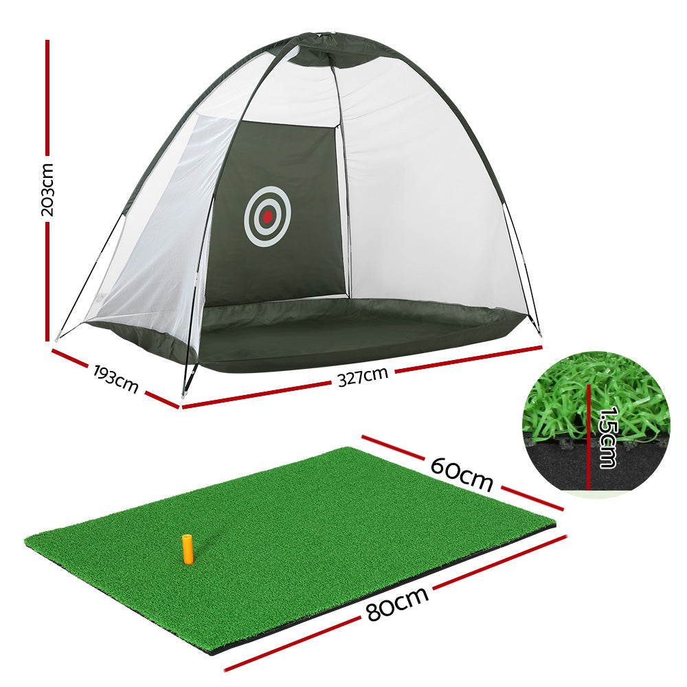 Everfit 3M Golf Practice Net And Training Mat Set Driving Target Green-1