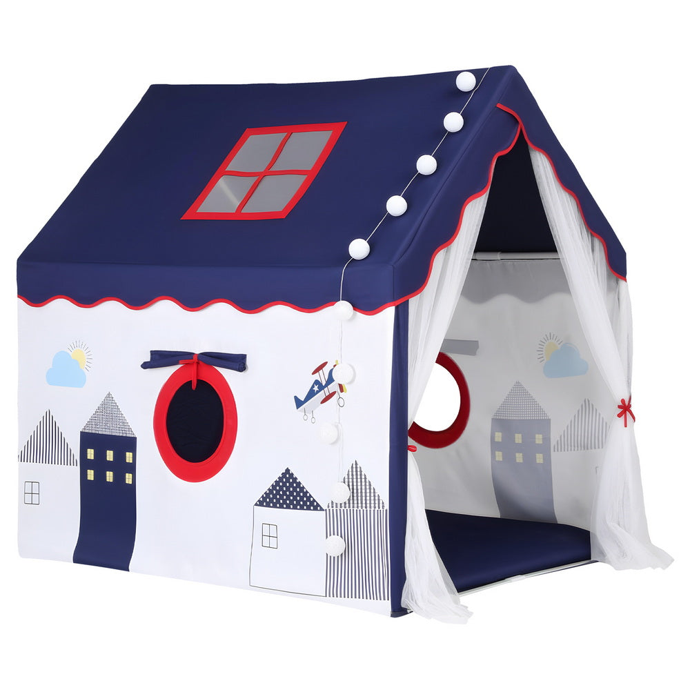 Keezi Kids Play Tent Playhouse Castle with Floor Mat String Ball Light 134X103CM-3