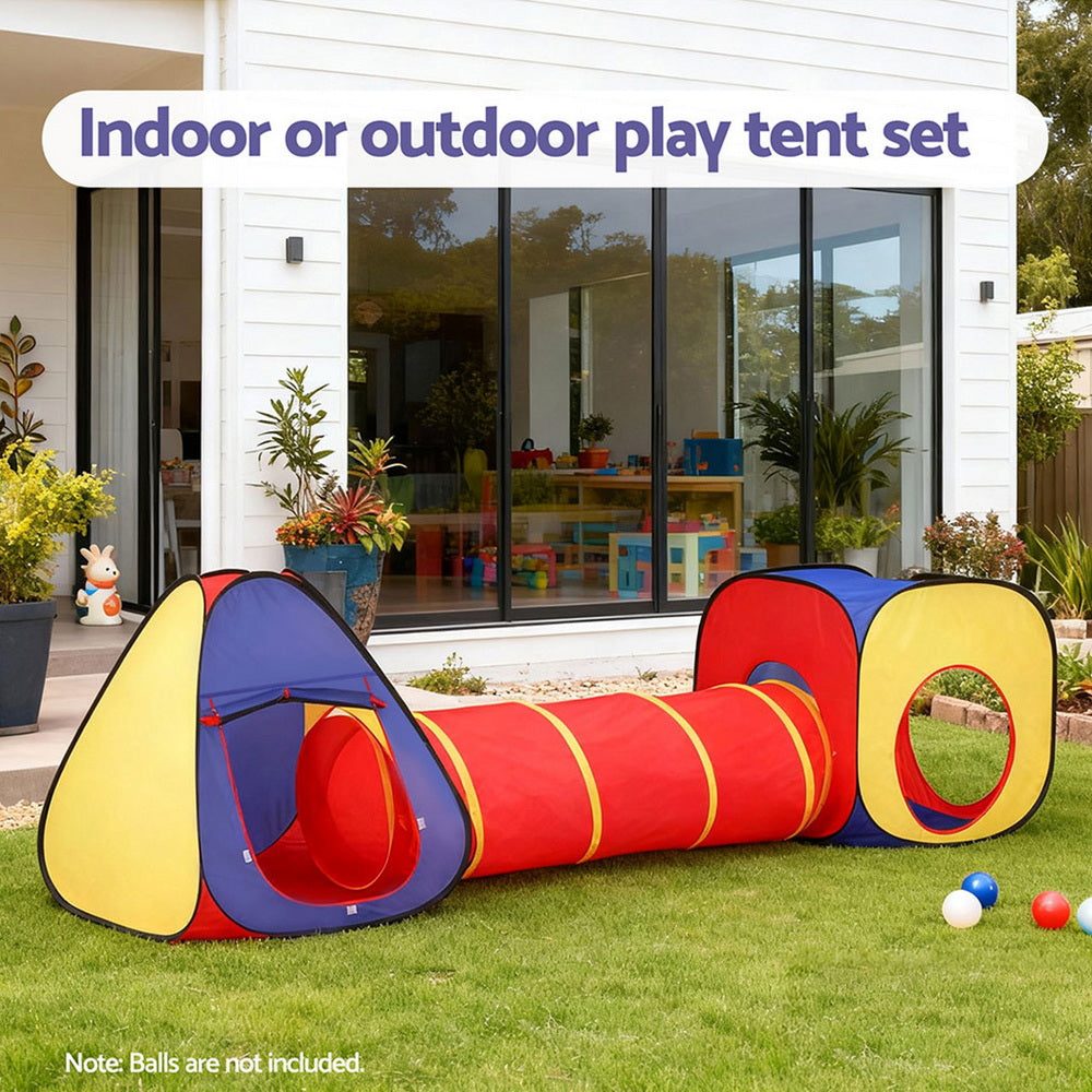 Keezi Kids Playhouse Play Tent Pop Up Teepee Castle Crawl Tunnel Outdoor Indoor Toys Children Gift-6