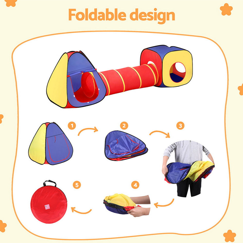 Keezi Kids Playhouse Play Tent Pop Up Teepee Castle Crawl Tunnel Outdoor Indoor Toys Children Gift-7