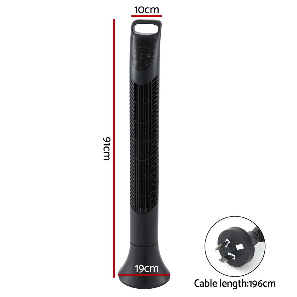 Devanti Tower Fan Oscillating 3 Speeds with Remote 91cm-1