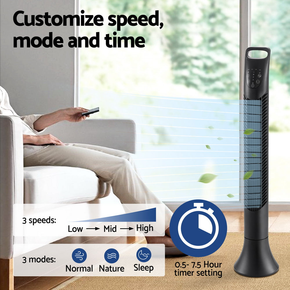 Devanti Tower Fan Oscillating 3 Speeds with Remote 91cm-3