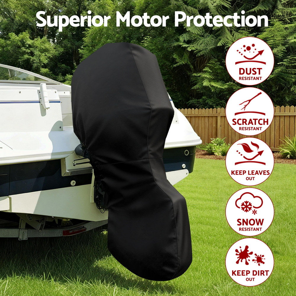 Seamanship Full Outboard Boat Motor Engine Cover Dust Rain Protection 100hp -150hp 600D Black-4