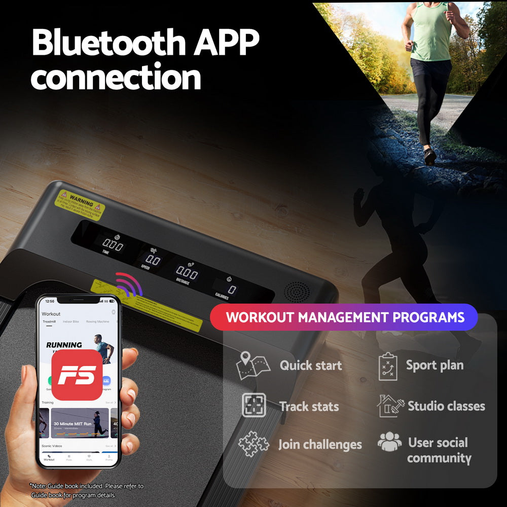 Everfit Treadmill Electric Walking Pad Incline Under Desk Home Gym 380mm Black-5