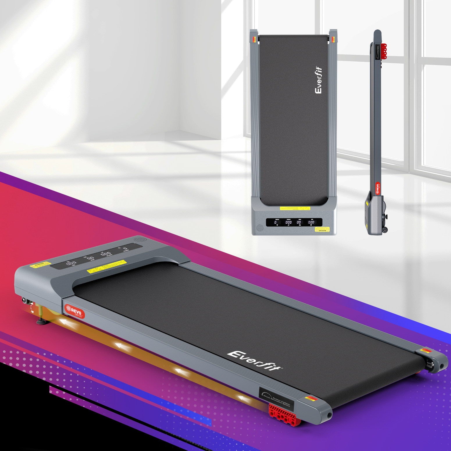 Everfit Treadmill Electric Walking Pad Incline Under Desk Home Gym 380mm Grey-6