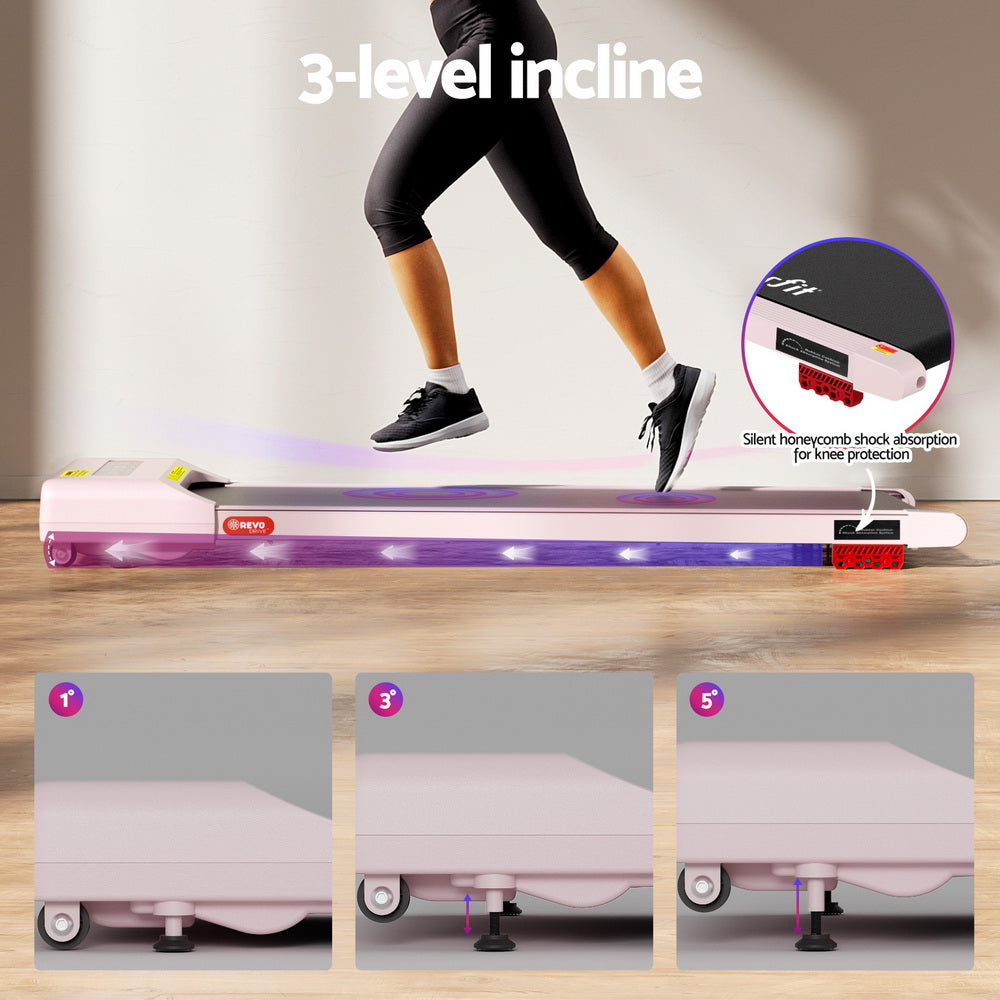 Everfit Treadmill Electric Walking Pad Incline Under Desk Home Gym 380mm Pink-4