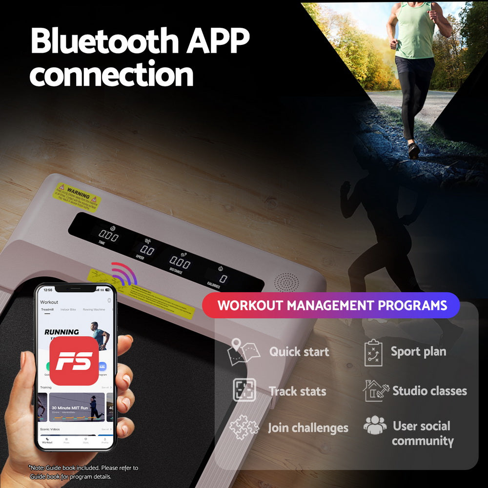 Everfit Treadmill Electric Walking Pad Incline Under Desk Home Gym 380mm Pink-5