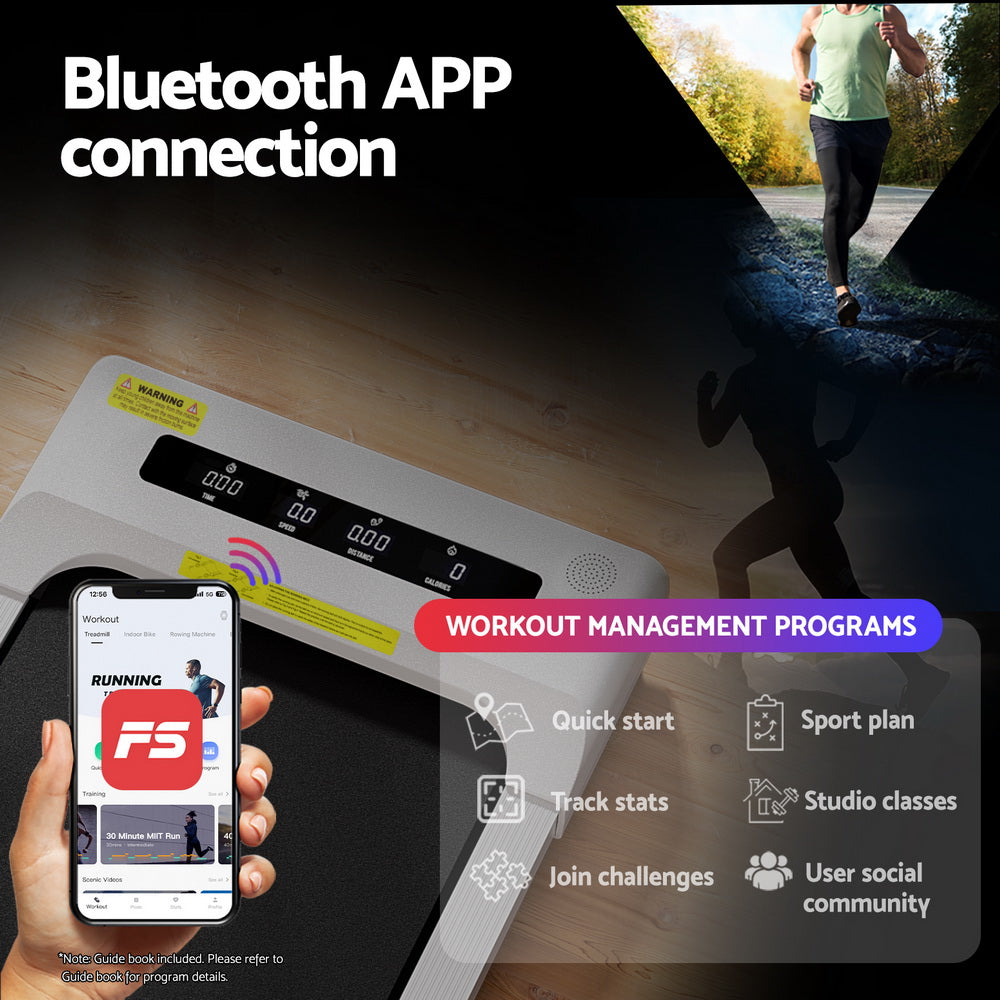 Everfit Treadmill Electric Walking Pad Incline Under Desk Home Gym 380mm White-5