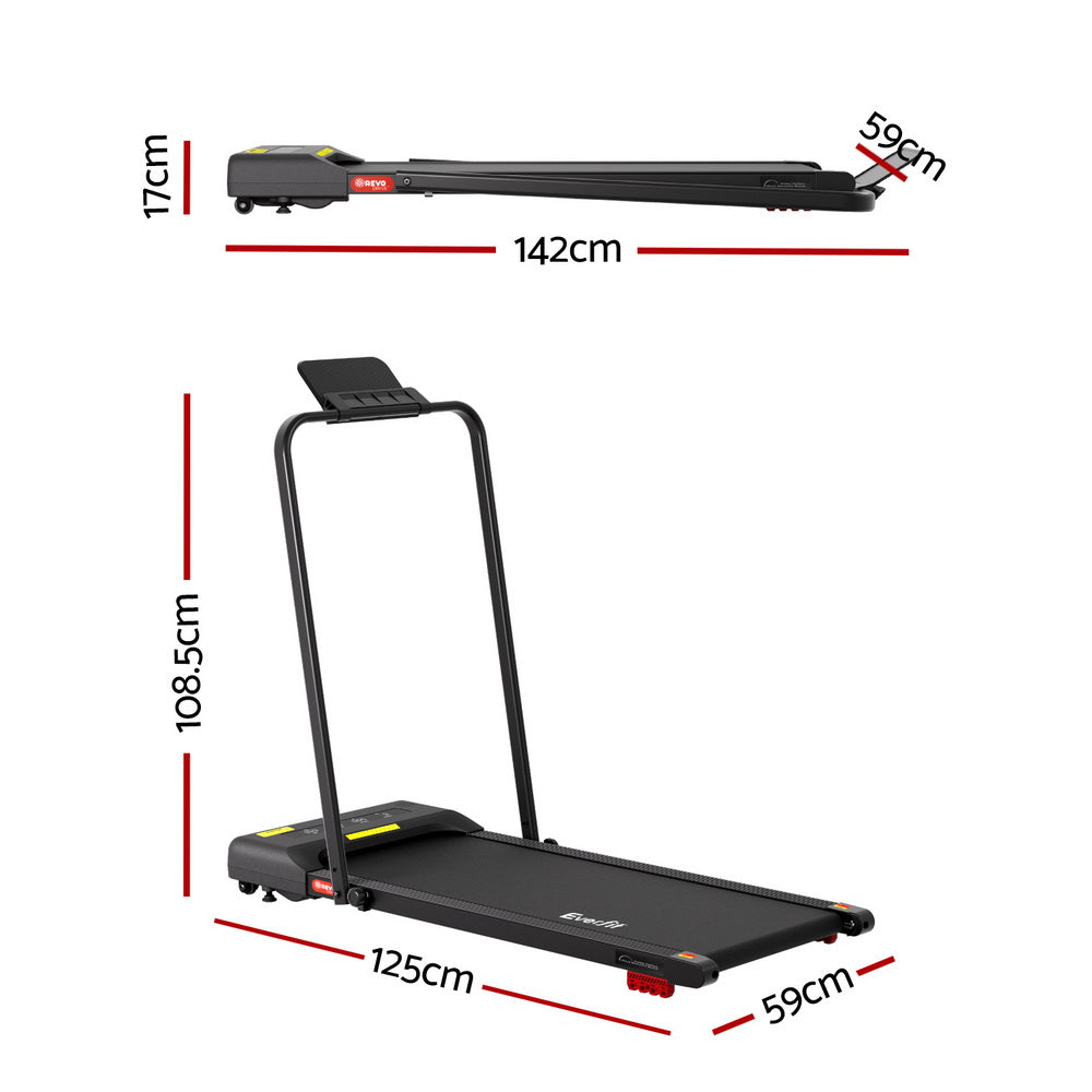 Everfit Treadmill Electric Walking Pad Incline Under Desk 380mm Black-1