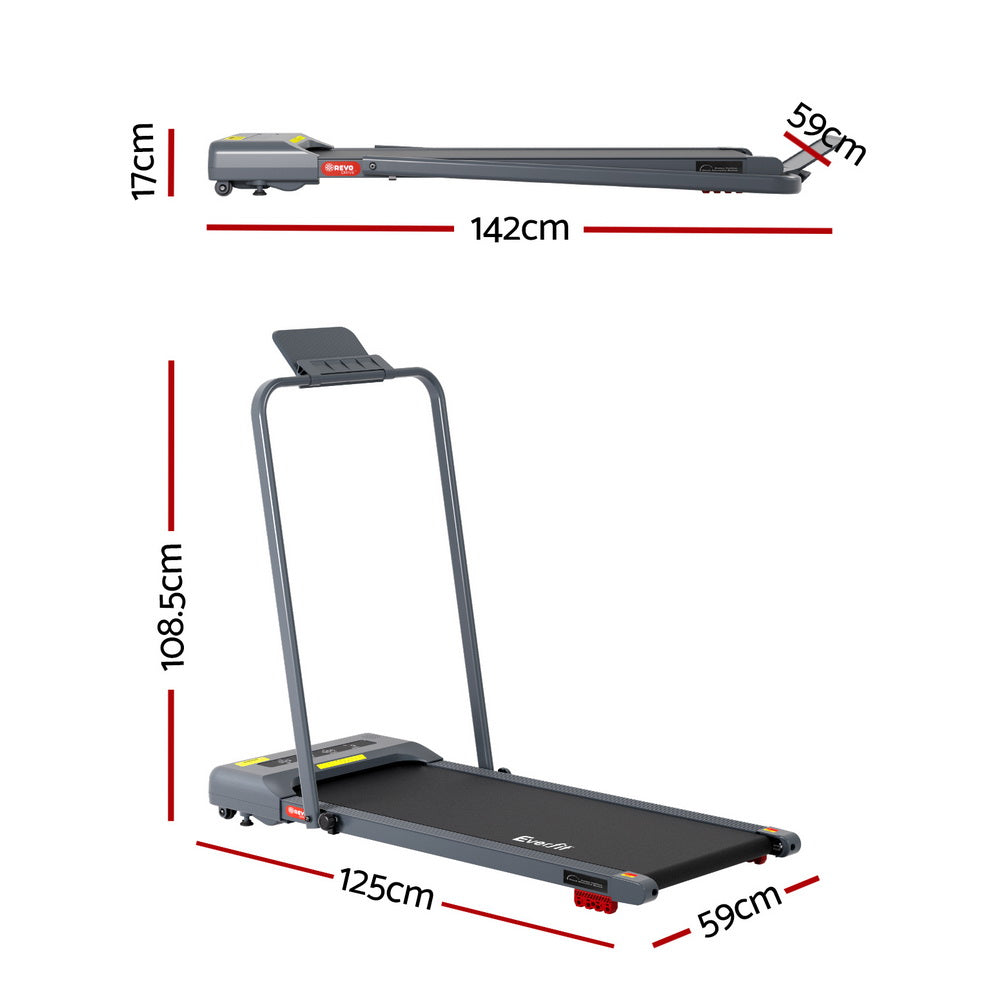 Everfit Treadmill Electric Walking Pad Incline Under Desk 380mm Grey-1