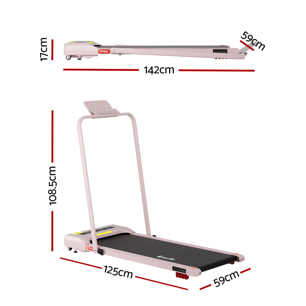 Everfit Treadmill Electric Walking Pad Incline Under Desk 380mm Pink-1