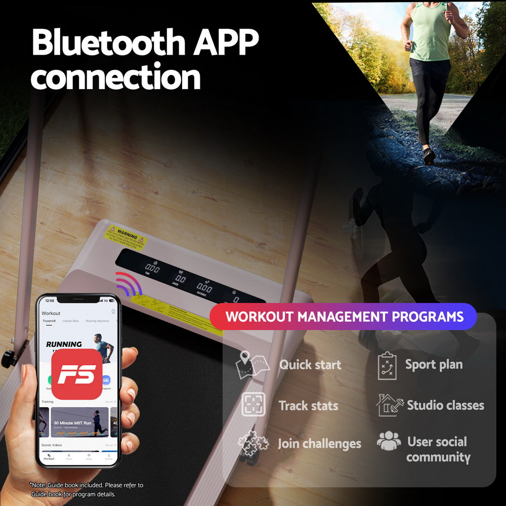 Everfit Treadmill Electric Walking Pad Incline Under Desk 380mm Pink-5