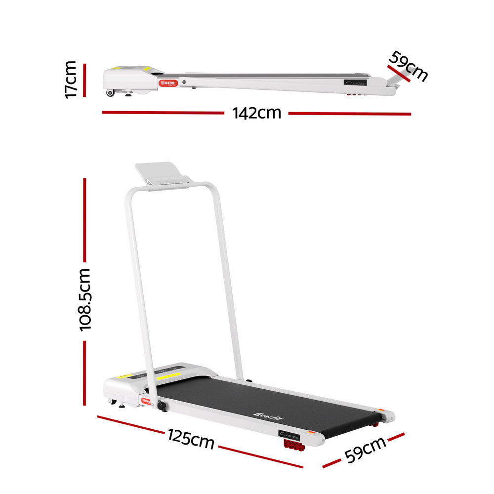 Everfit Treadmill Electric Walking Pad Incline Under Desk 380mm White-1