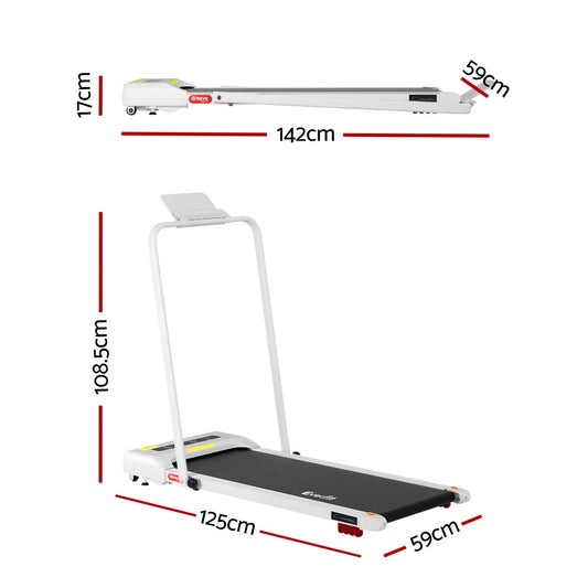 Everfit Treadmill Electric Walking Pad Incline Under Desk 380mm White-1