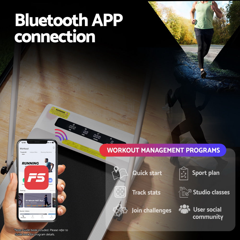 Everfit Treadmill Electric Walking Pad Incline Under Desk 380mm White-5