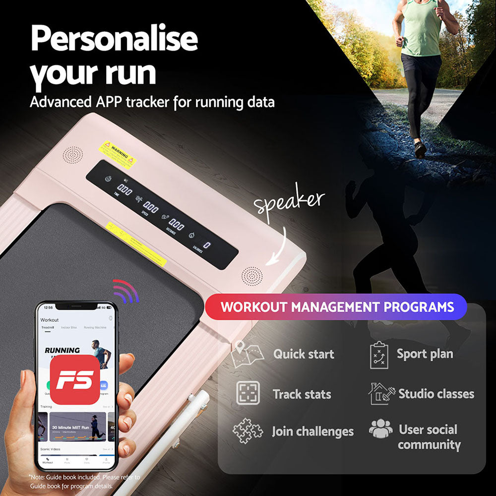 Everfit Treadmill Electric Walking Pad Under Desk Home Gym Fitness 400mm Pink-4