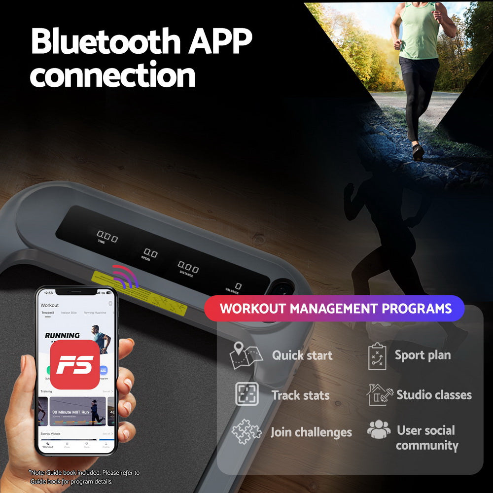 Everfit Treadmill Electric Walking Pad with Incline Under Desk Home Gym Grey-5