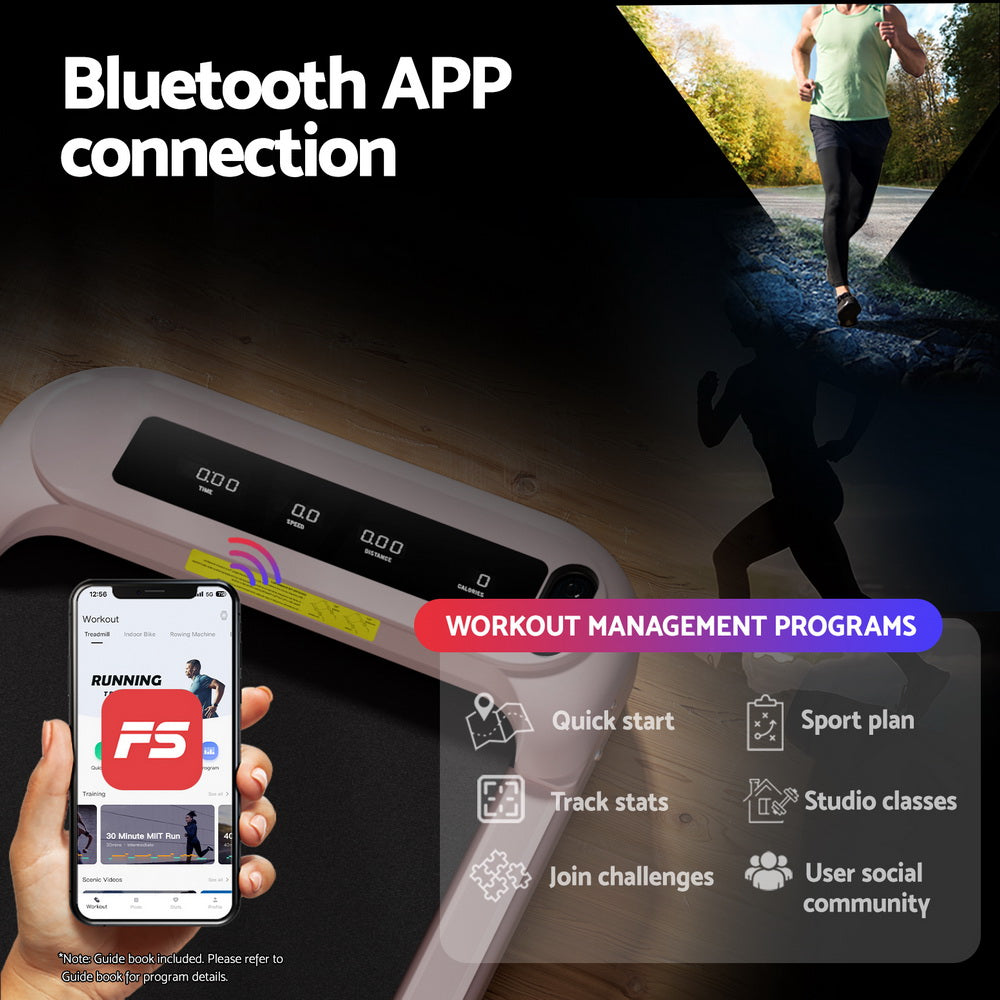 Everfit Treadmill Electric Walking Pad with Incline Under Desk Home Gym Pink-5