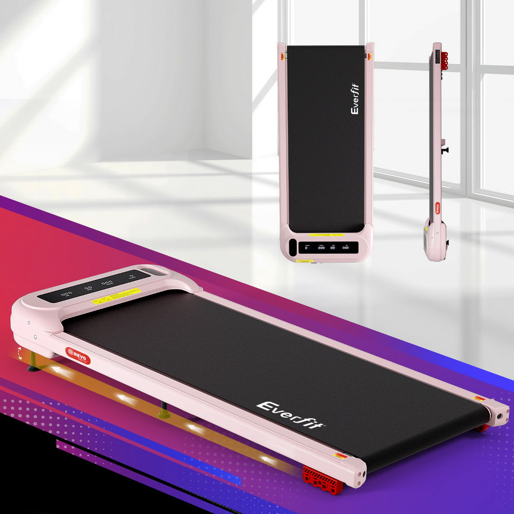 Everfit Treadmill Electric Walking Pad with Incline Under Desk Home Gym Pink-6