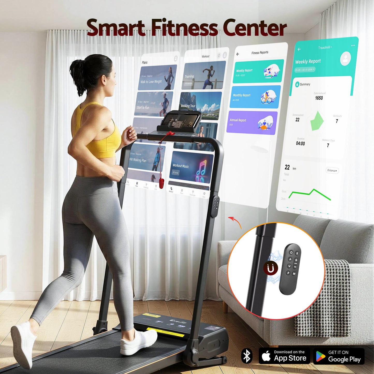 Everfit 3 in 1 Walking Pad Treadmill 20% Auto Incline Under Desk Foldable Treadmills for Home With 40cm Wide Belt