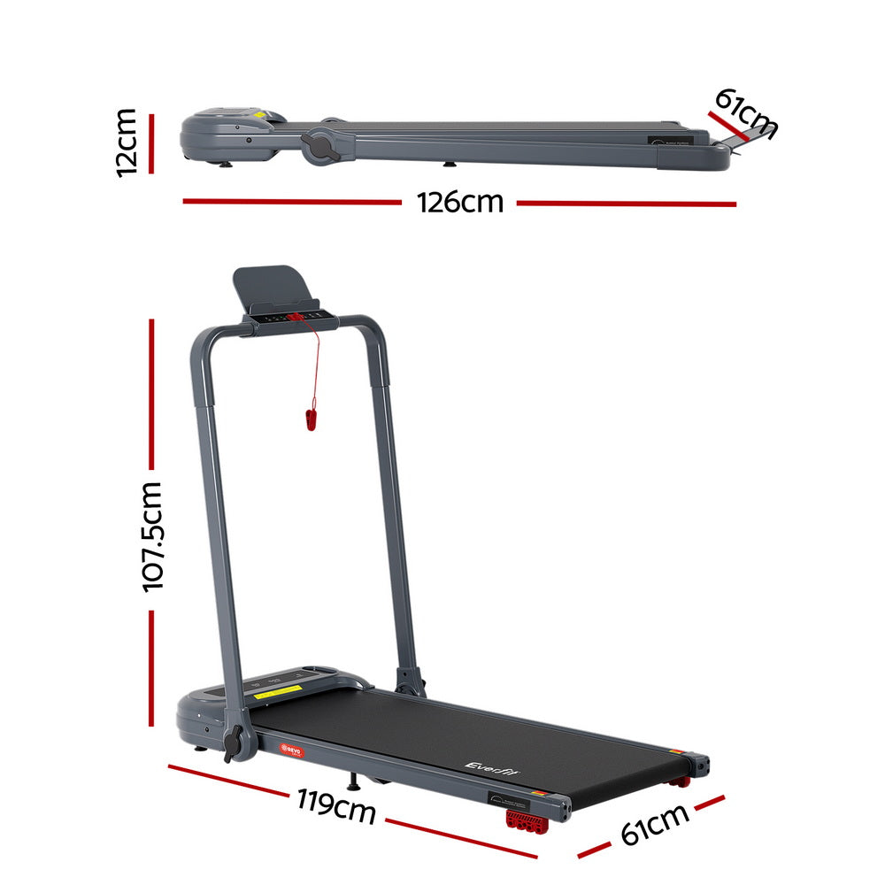 Everfit Treadmill Electric Walking Pad with Incline Foldable for Home Gym Grey-1