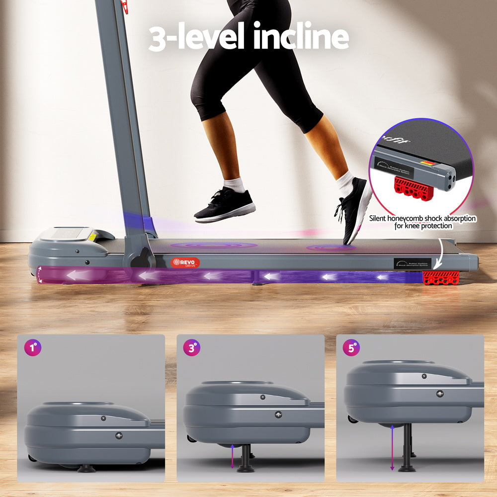 Everfit Treadmill Electric Walking Pad with Incline Foldable for Home Gym Grey-4