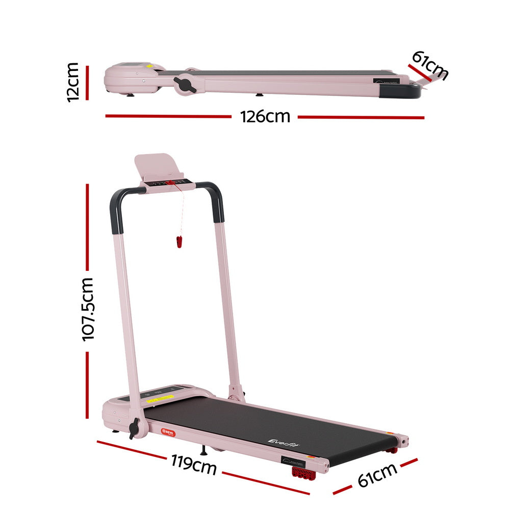 Everfit Treadmill Electric Walking Pad with Incline Foldable for Home Gym Pink-1