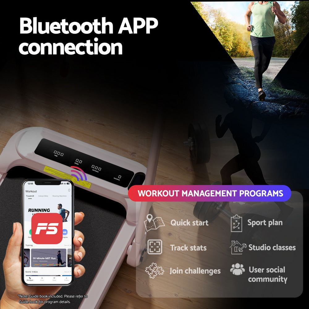 Everfit Treadmill Electric Walking Pad with Incline Foldable for Home Gym Pink-5