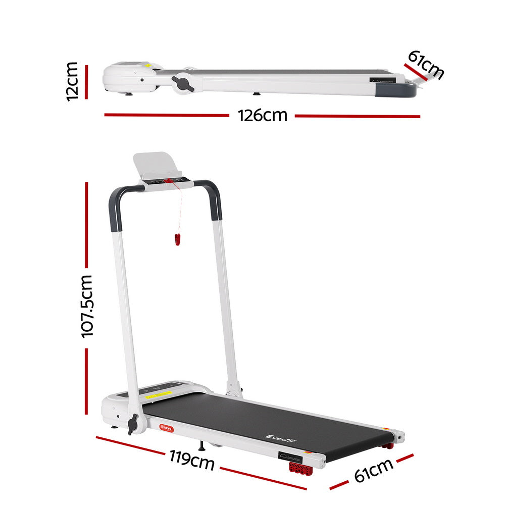 Everfit Treadmill Electric Walking Pad with Incline Foldable for Home Gym White-1