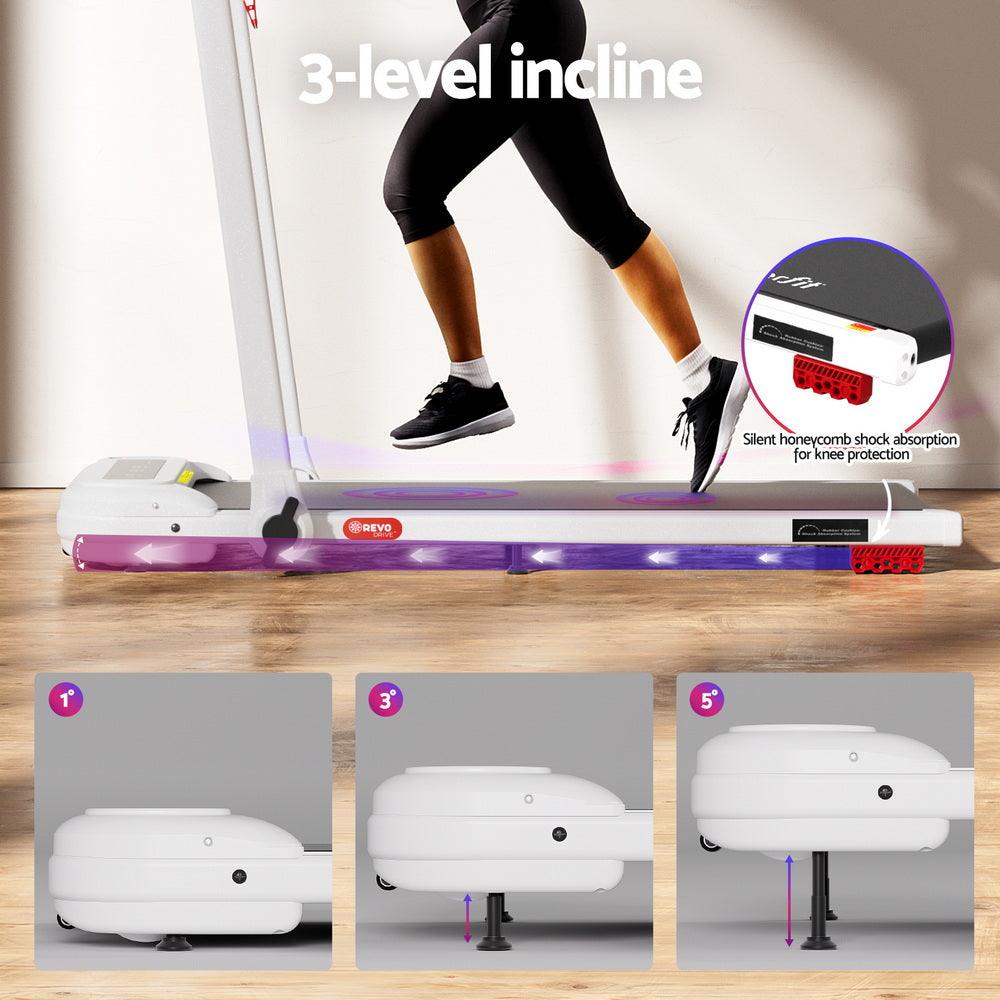 Everfit Treadmill Electric Walking Pad with Incline Foldable for Home Gym White-4