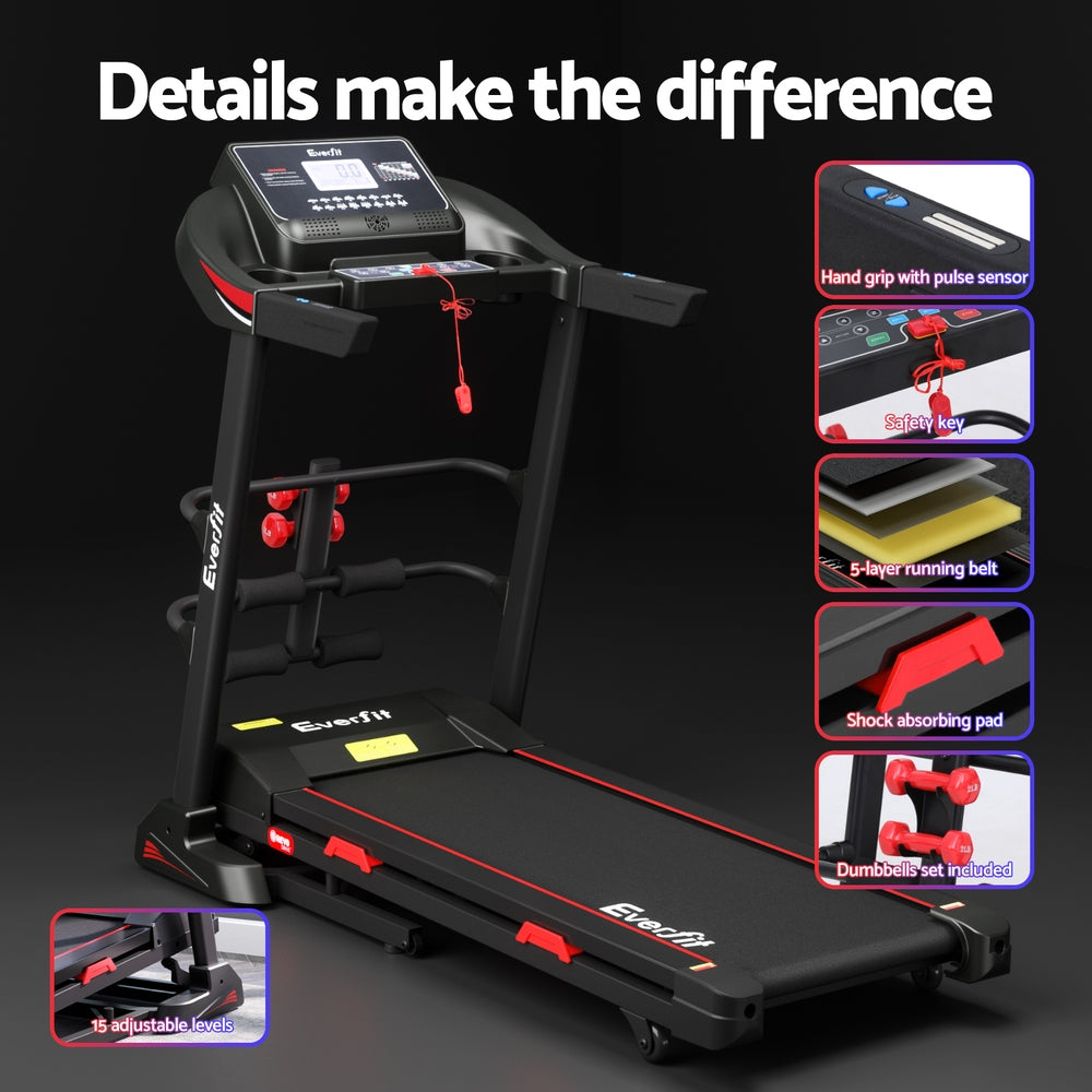 Everfit Treadmill Electric Home Gym Fitness Exercise Machine w/ Sit Up Bar 450mm-5