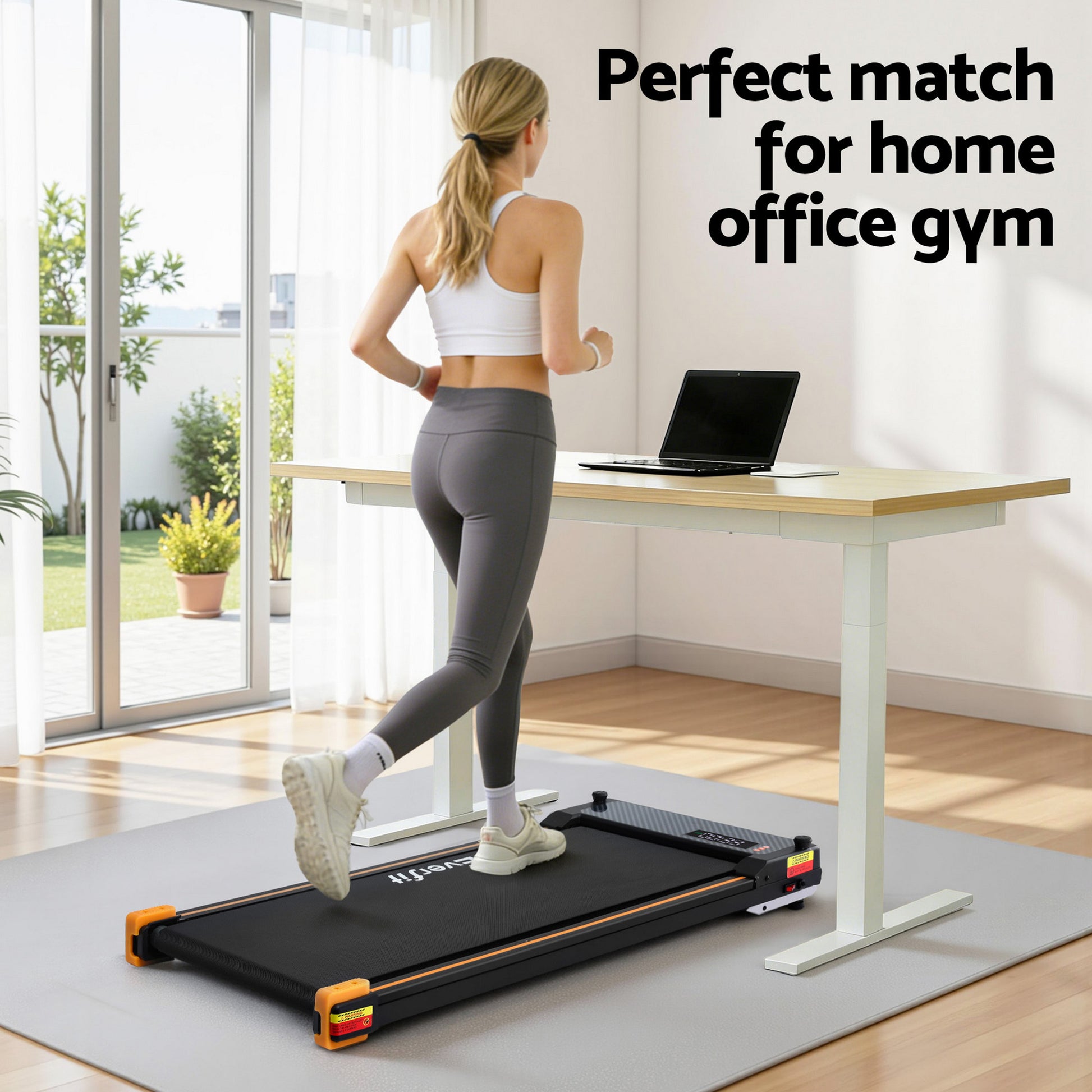 Everfit 2 Side Walking Pad Treadmill with Massage Function Fitness 380mm Black-7