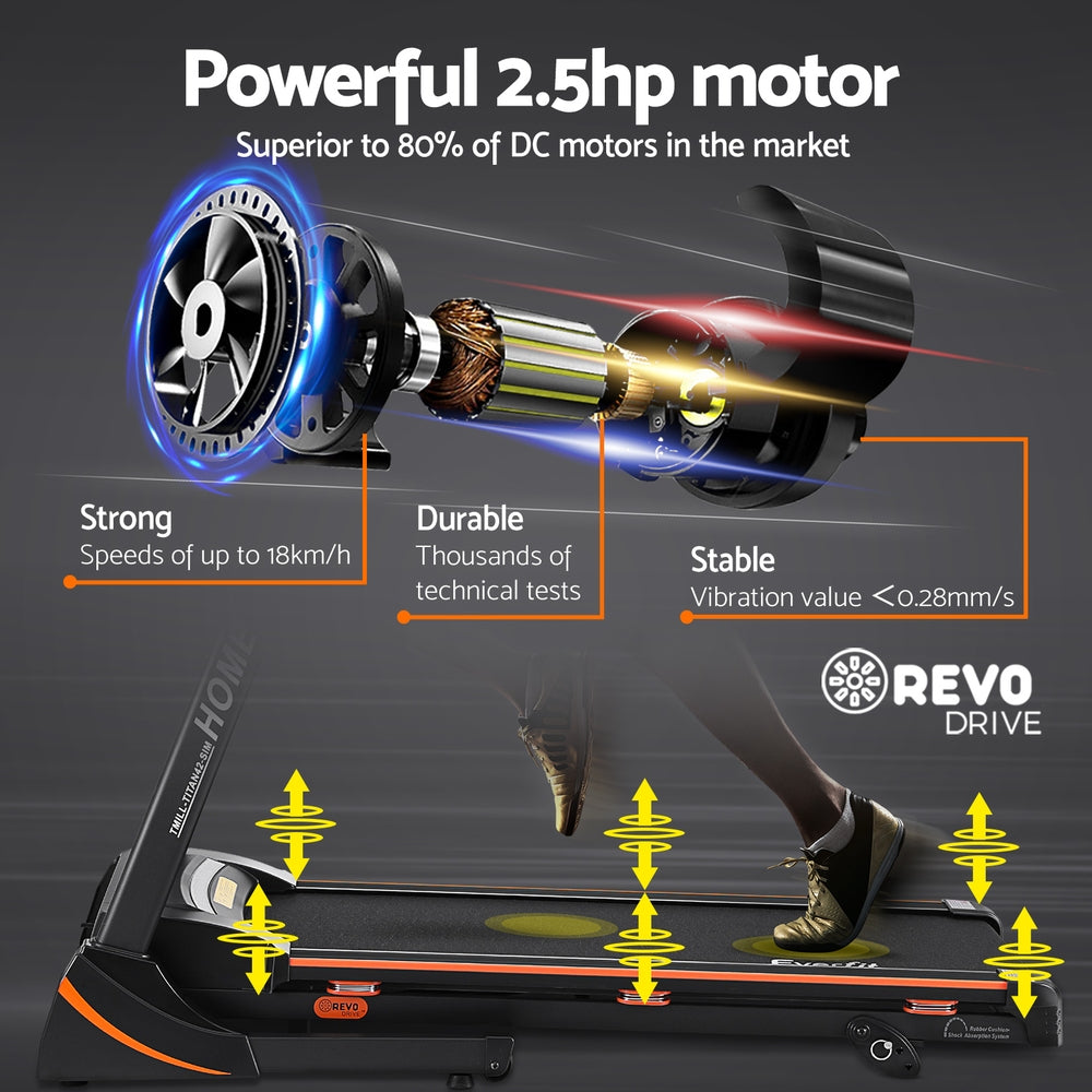 Everfit Treadmill Electric Home Gym Fitness Exercise Machine Hydraulic 420mm-4