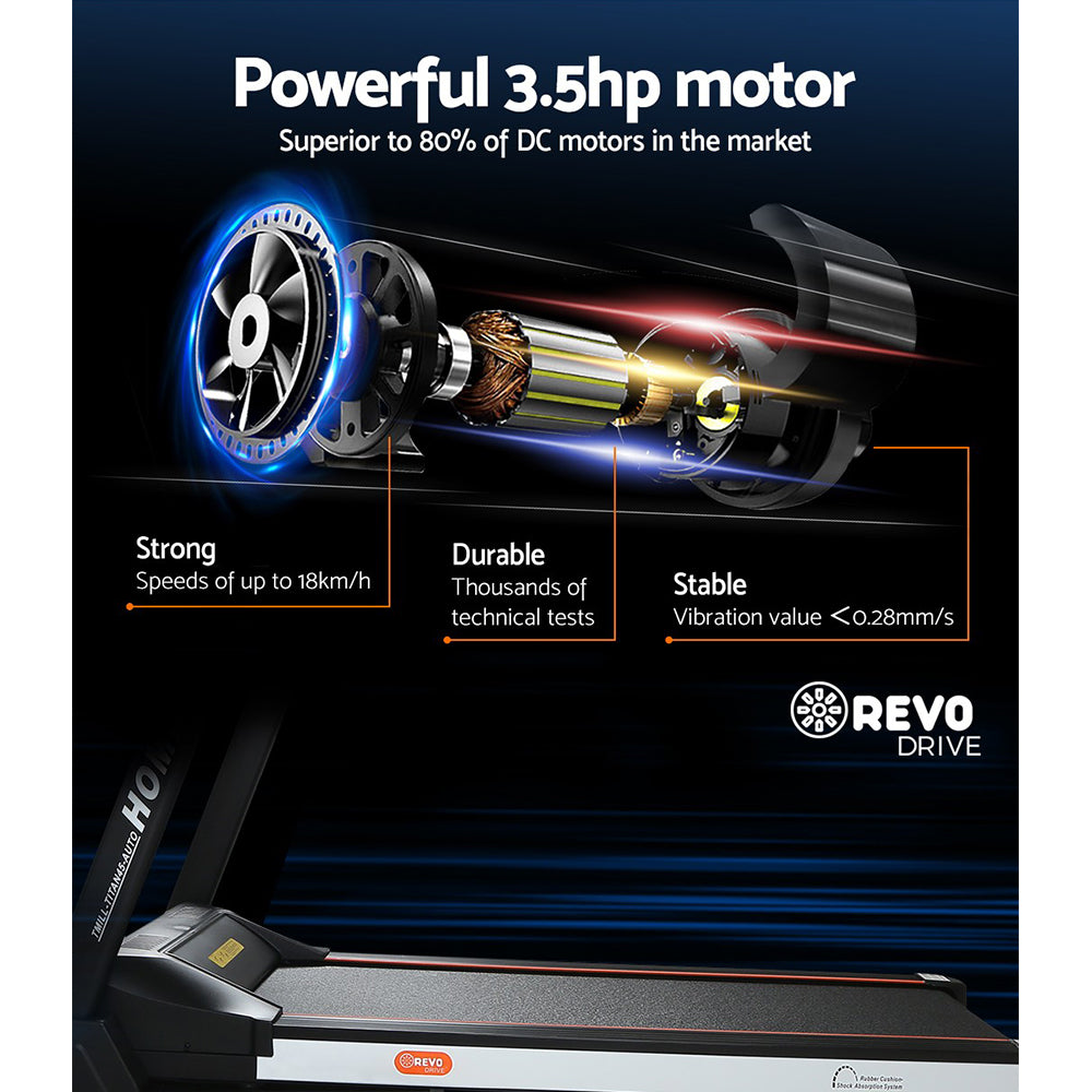 Everfit Treadmill Electric Auto Level Incline Home Gym Fitness Exercise 450mm-3