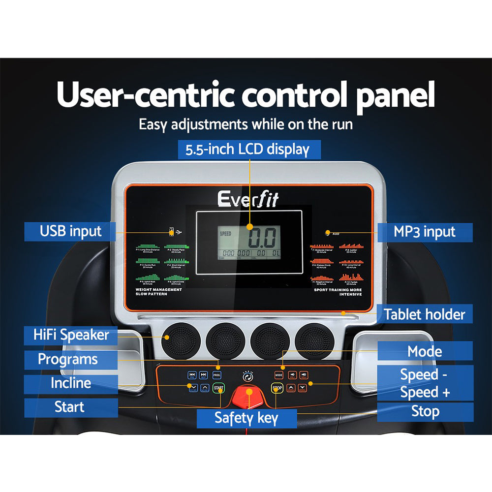 Everfit Treadmill Electric Auto Level Incline Home Gym Fitness Exercise 450mm-4