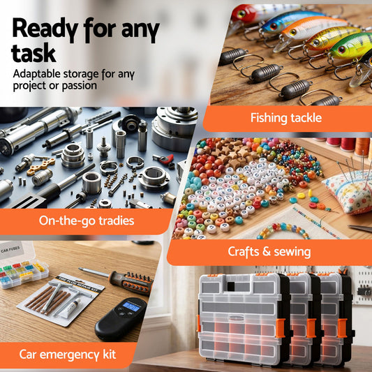 Giantz 3 Pack Tool Box Organizer with Hardware Storage Box for Small Parts