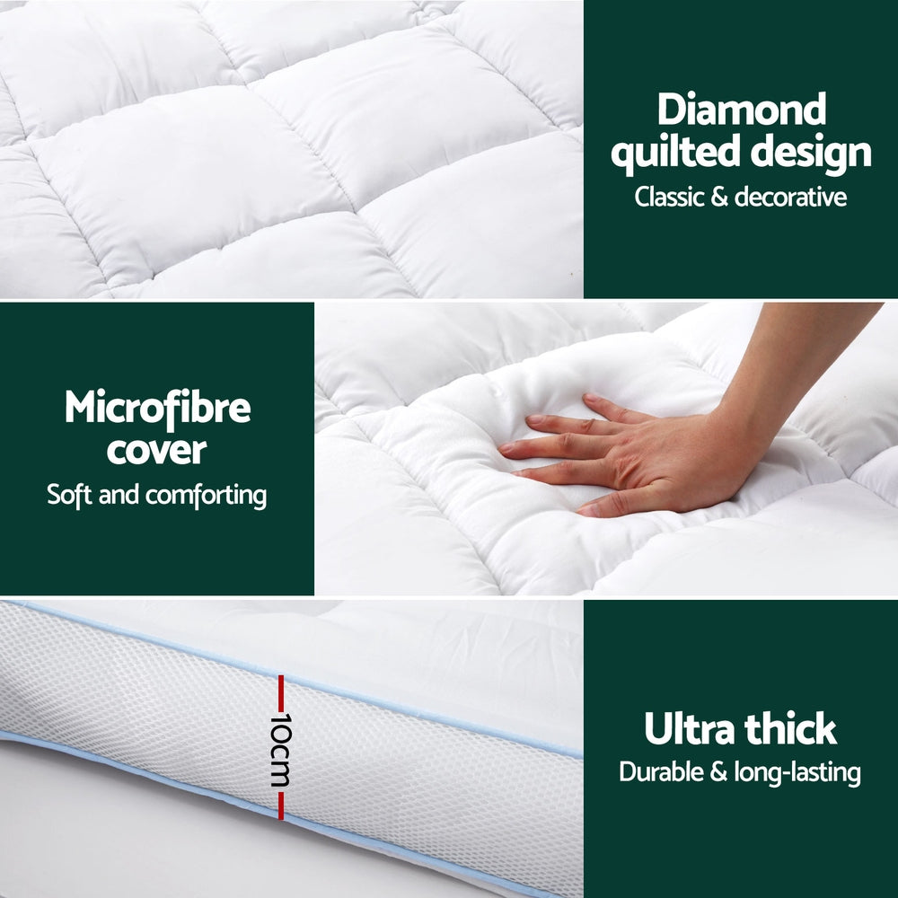 Giselle Bedding Mattress Topper Pillowtop Bamboo 10cm Double-5