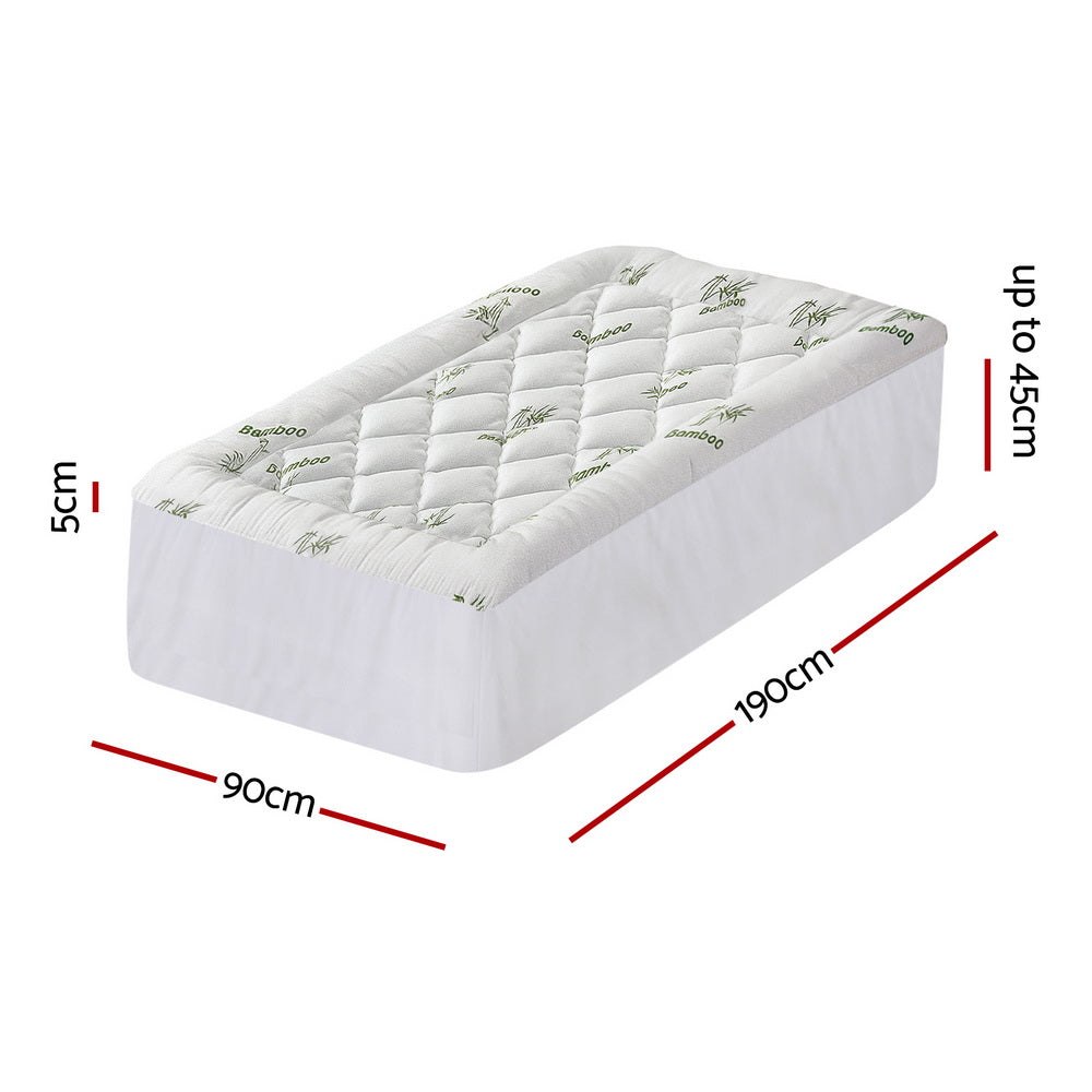 Giselle Mattress Topper 5cm Pillowtop toppers Bamboo Single-1