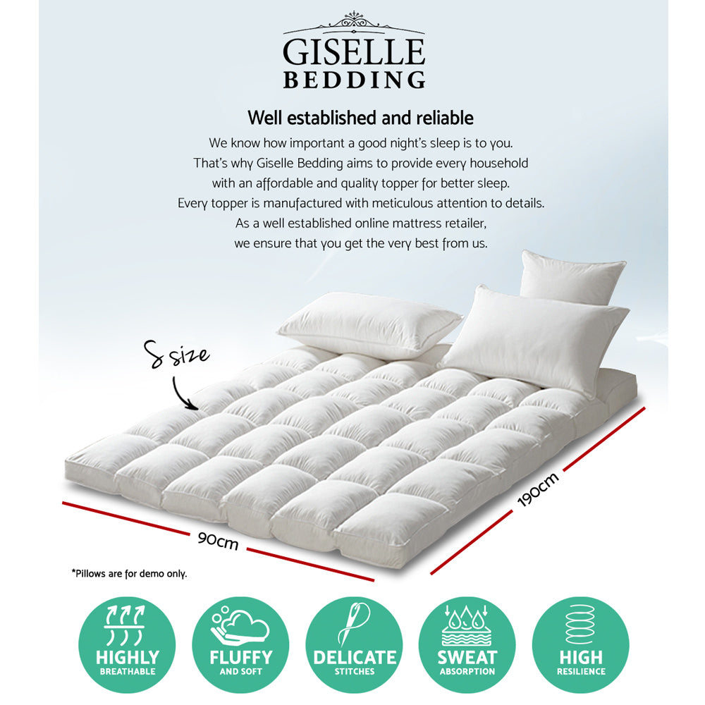 Giselle Bedding Mattress Topper Pillowtop Protector Pad Single-1